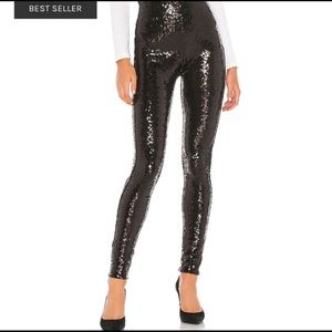 Black Metallic Sparkle Pencil Sequin Leggings